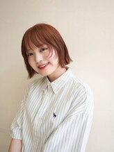 ランプ 柏(Lamp) オレンジベージュ×ナチュラル切りっぱなしボブ