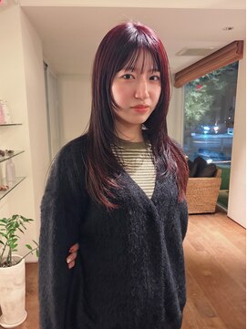 トップヘアー スパアンドリラクゼーション 安城(spa&relaxation) カシスレッド/ハッシュカット/ブリーチなしカラー/20代/30代