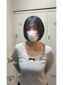 【ボブ顔まわりレイヤー×ラベンダーカラー】