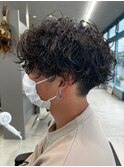 波巻きスパイラルパーママッシュショート無造作パーマ刈り上げ
