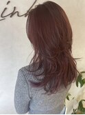 ピンクカラー/シアーピンク/透明感/大人ヘア/レイヤー/暖色
