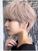 ピンクベージュショート/ハイトーンショート/ショートボブ