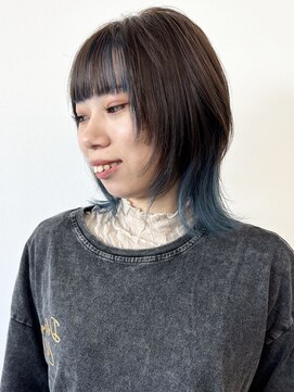 モリオフロムロンドン 松戸店(Morio from London) 【モリオ松戸　石山】ブルーインナーカラーミディアムレイヤー