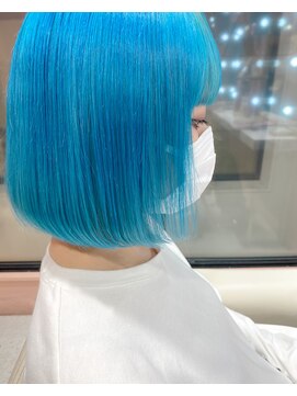 ターコイズカラー/ブリーチカラー/ブルーカラー/ボブ/ハイトーン