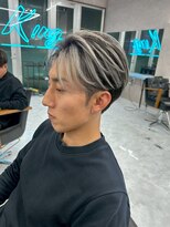 メンズサロン キング 高槻店(Men’s salon K!ng)&nbsp;フェザーショートアップバングセンターパートメンズハイライト