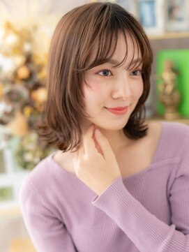 カバーヘア イヴ 戸頭店(COVER HAIR EVE) コテ巻き風パーマダークブラウンハッシュレイヤーc8戸頭20代