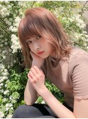 ピンクアッシュ ゆるふわウェーブ 透明感カラー