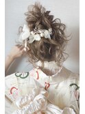 浴衣ヘア☆ルーズお団子ヘア☆ドライフラワー付き！