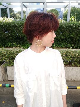 フロート 小阪店(float) チェリーレッド_毛先パーマ ことりベージュ