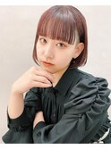 【早瀬忍　梅田中津】ボルドーピンク×刈り上げワイドバングボブ