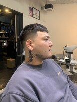 メリケンバーバーショップ フクオカ(MERICAN BARBERSHOP FUK)&nbsp;ハイライトマッシュパーマウルフアッシュブラック