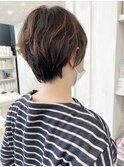 福山市美容室Caaryスッキリ冬ショート前髪ストレートパーマ