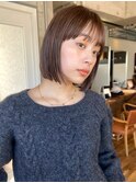 ボブマロンベージュ透明感カラーショコラブラウンイメチェン