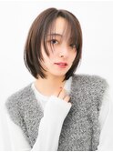小顔/前髪/ワンカール/黒髪/ネビージュ/ボブルフ