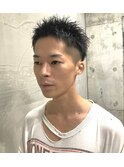 ブルーブラックスパイキーショート/ツーブロック/短髪