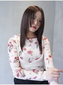 ミディアムレイヤーハッシュレイヤーグレージュカラー前髪