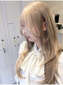 姫カットレイヤー/ミルクティー/ホワイトブロンド