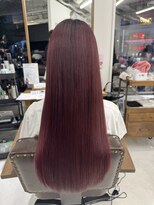 ハピネス 梅田茶屋町店(HAPPINESS)&nbsp;レイヤーカット/韓国ヘア/ブリーチなし/暖色カラー/ワインレッド