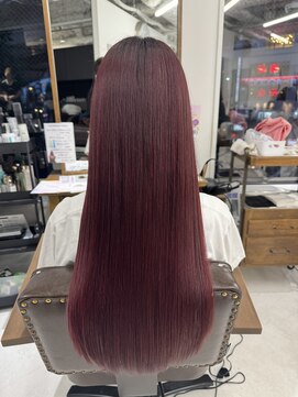 ハピネス 梅田茶屋町店(HAPPINESS) レイヤーカット/韓国ヘア/ブリーチなし/暖色カラー/ワインレッド