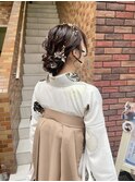 ゆるふわまとめ髪 金箔 卒業式　袴着付け ヘアセット 横浜★