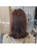 オレンジブラウン×外ハネミディ