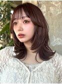 ミディアムレイヤーカット/30代40代50代/顔周りカットくびれヘア