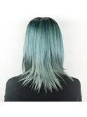 韓国風ターコイズブルーのミディアムレイヤー