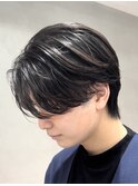 センターパートツイストスパイラルパーマメンズマッシュパーマ