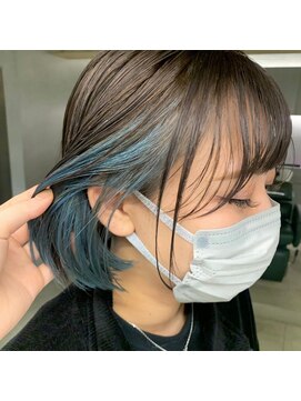 リール(rire) デザインカラーレイヤーカットウェットヘア夏オリーブベージュ