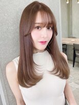 ロング/顔周りレイヤーカット/韓国/グレージュ/前髪[銀座]