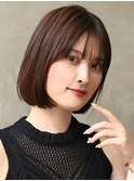 20代30代ミニボブココアブラウン小顔美肌ストレート丸み