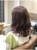 やわらかピンクベージュミディアムスタイル