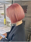 小顔切りっぱなしボブ/ピンクベージュ