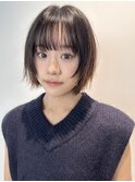 ストレートボブシースルーバング前髪イメチェン顔まわりレイヤー