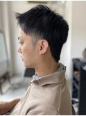 MEN'S HAIR束感ショートアッシュブラックマッシュパーマ