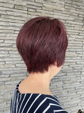 ハイバレーヘアーメゾン(HIGH VALLEY HAIRMAISON) ラベンダーピンクブリーチなしカシスピンクショートボブカット