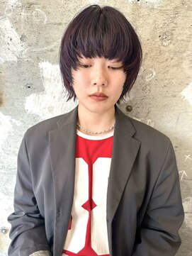 シータ(sheta) 【表参道sheta/中澤】前髪パーマ　マッシュウルフ黒髪グレージュ