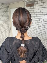 編みおろし　玉ねぎヘア　お呼ばれヘア　シルバーヘアアクセ