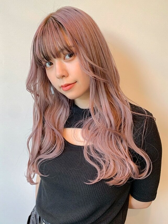 ピンクベージュ/透明感ロング/表参道