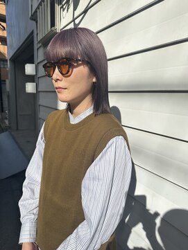 オムズドット(om's dot) ダブルカラー パープルカラー 切りっぱなしロブ