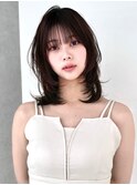 薄め前髪顔まわりレイヤーシースルーぱっつん前髪おくれ毛