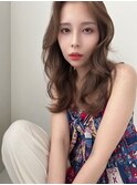 ブリーチなしベージュシアカラーオリーブベージュレイヤーカット