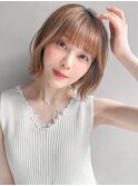 イメチェンレイヤーカットこなれヘアアプリコットオレンジ