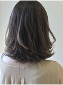 グレージュカラーボブウルフ黒髪ココアベージュ