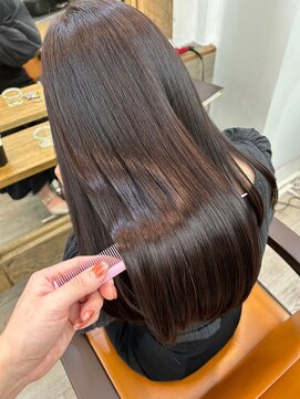 ナンバー アンフィール 渋谷(N° anfeel) シンプルストレート大人ミディナチュラルブロンドベージュ渋谷