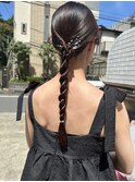20代30代大人可愛いお呼ばれスタイルタイトねじり編みおろし