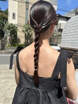 フェンヘアーアイス 中目黒(Fen.hair ici)&nbsp;20代30代大人可愛いお呼ばれスタイルタイトねじり編みおろし
