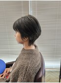 アッシュグレー透け感ひし形ウルフショート