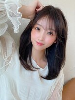 アフロート エル 大阪(AFLOAT L)&nbsp;暗髪で出せるこなれ感！フェイスレイヤー×ナチュラルセミロング