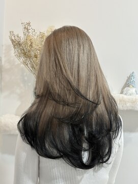 エンドカラー/裾カラー/ミルクティー